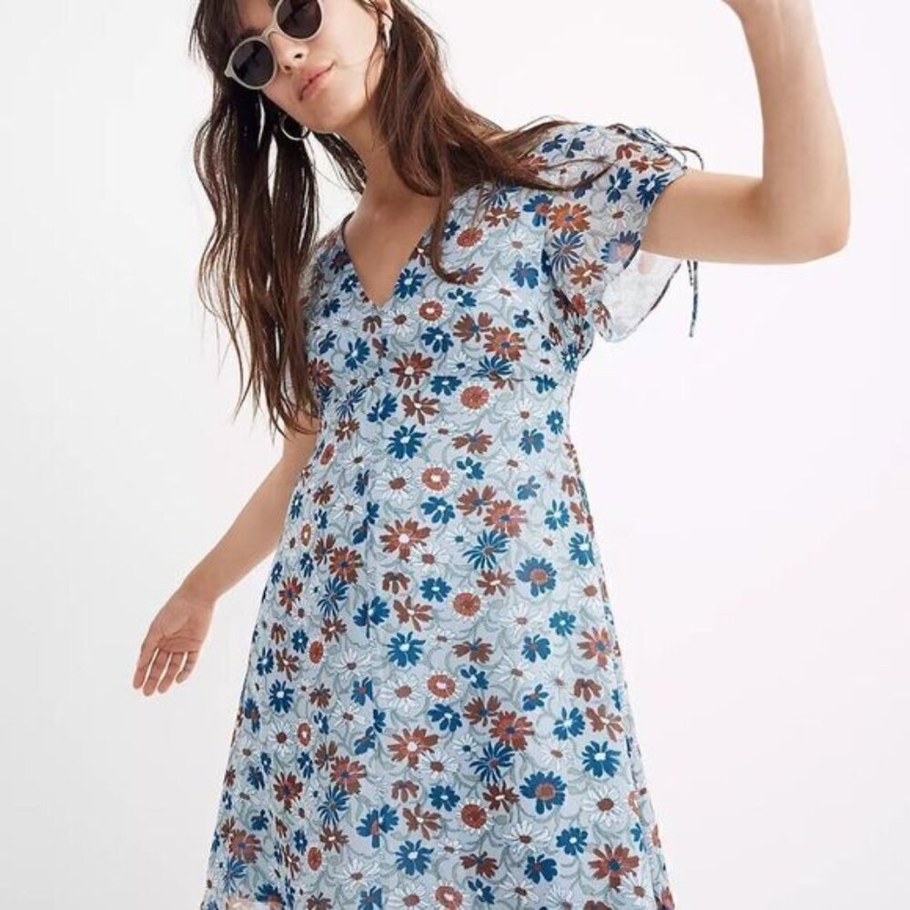 NWOT Madewell Open Back Mini Dress in Wildflower Garden Womens Sz 4 Sold Out
